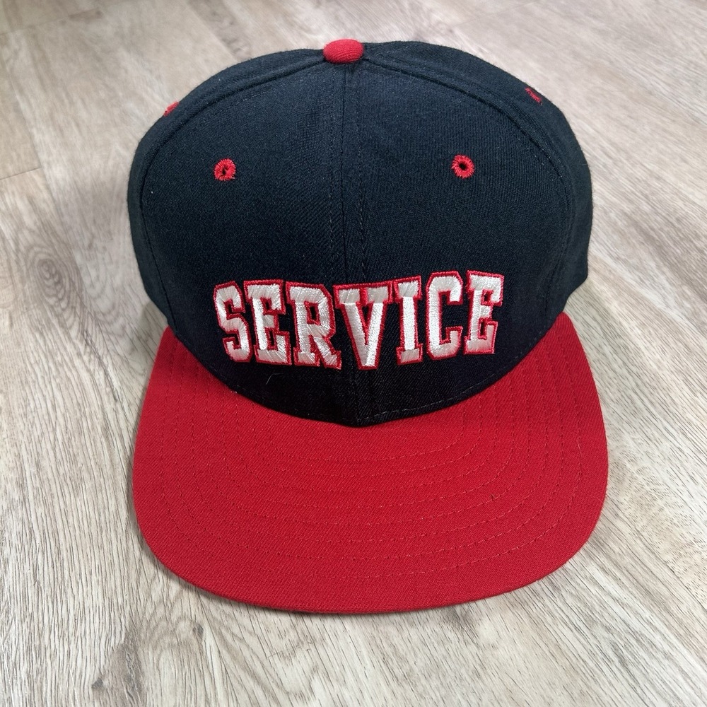 VTG New Era Chevy Service Hat Strapback Car Truck Deadstock Wool Black Red USA‎